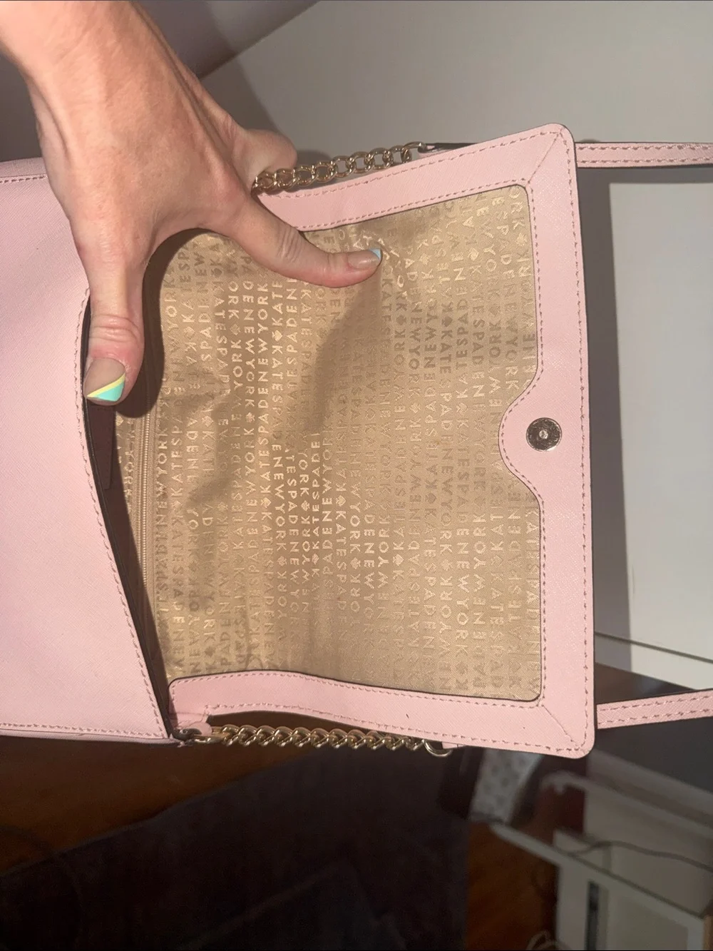 kate spade blush pink leather chain-strap crossbody bag